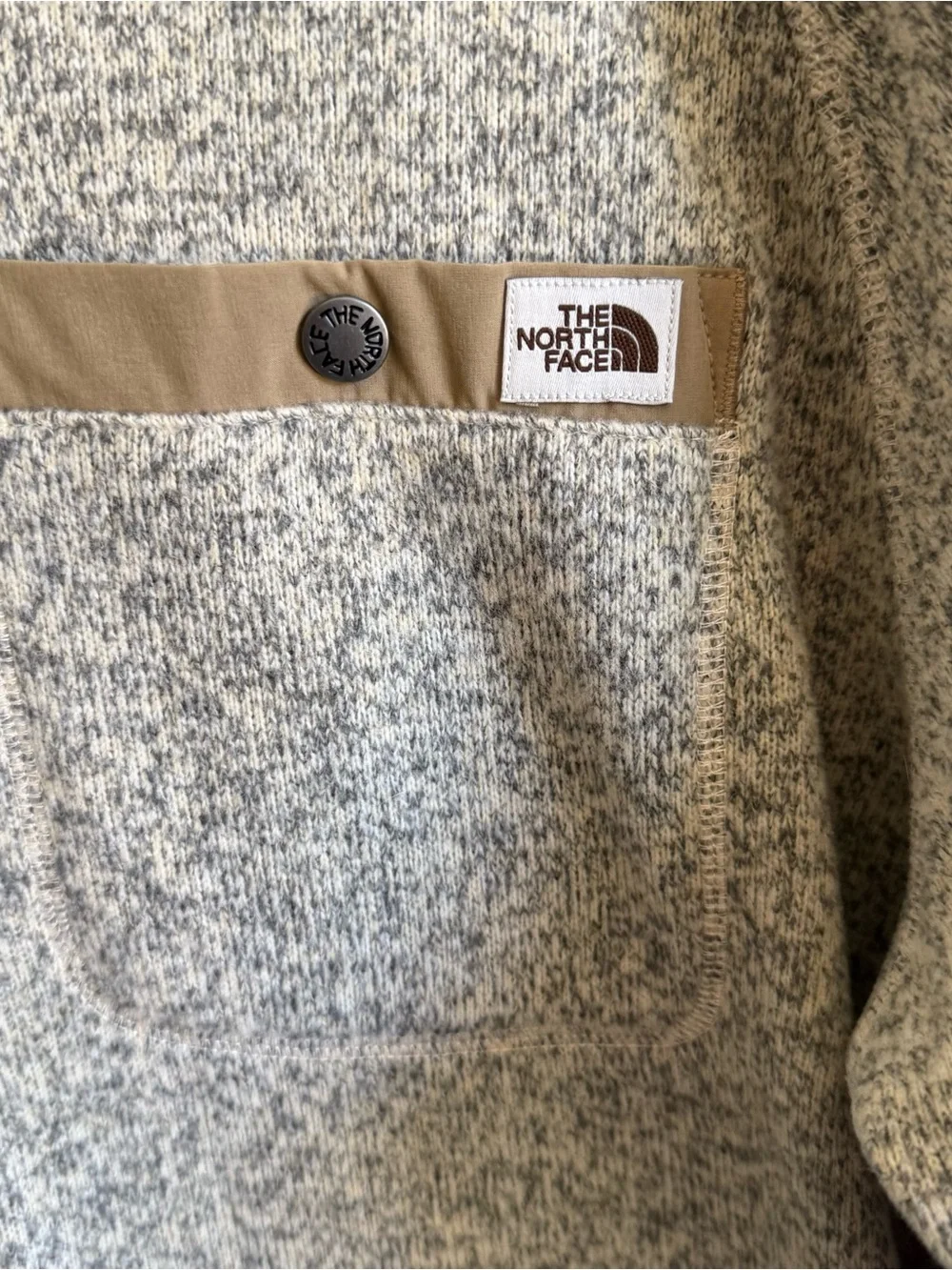 Men’s L Beige The North Face Outdoor Preppy Fall Long Sleeve Half Zip Pullover